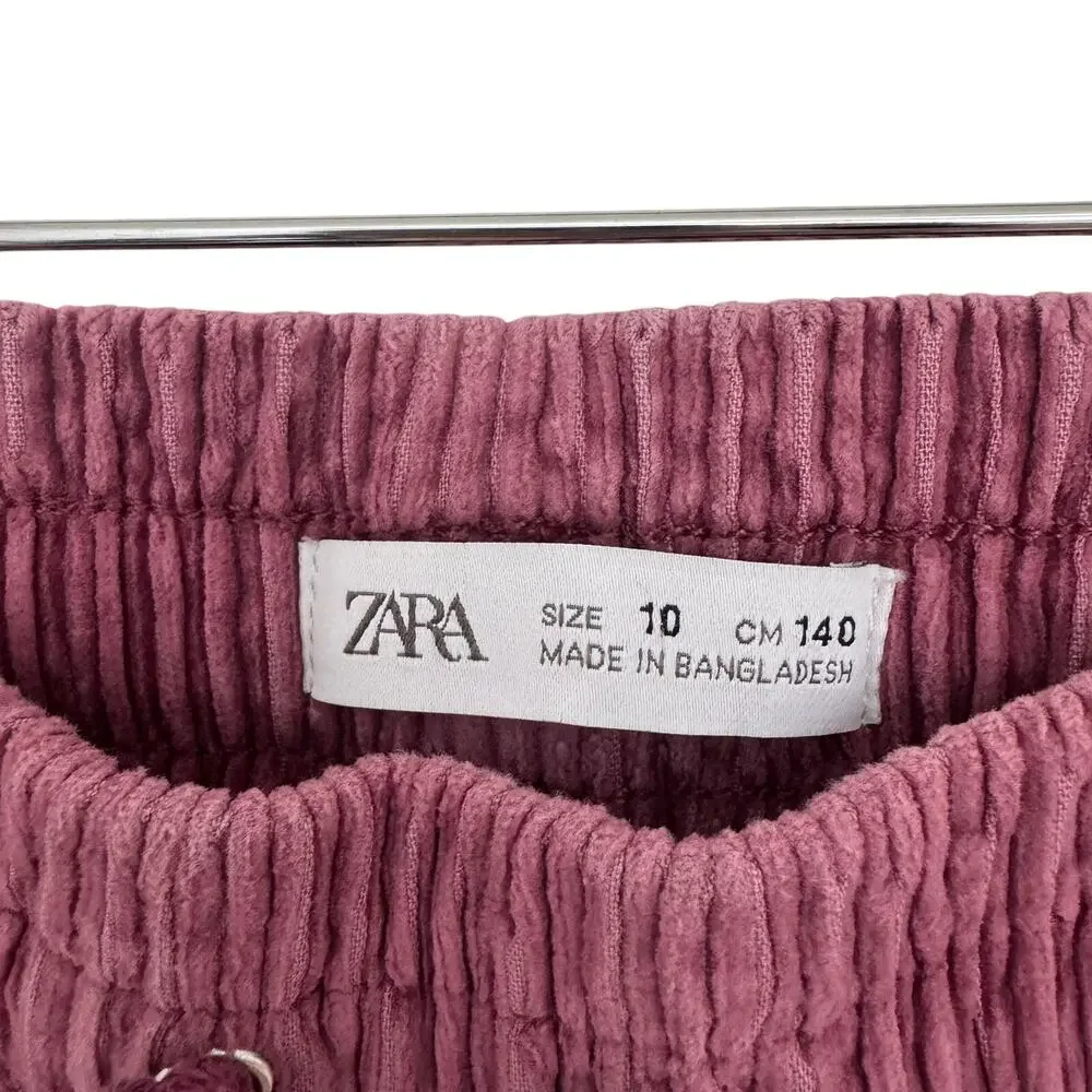 ZARA Girls s ize 10 Rose Pink Cord Wide Leg Pants